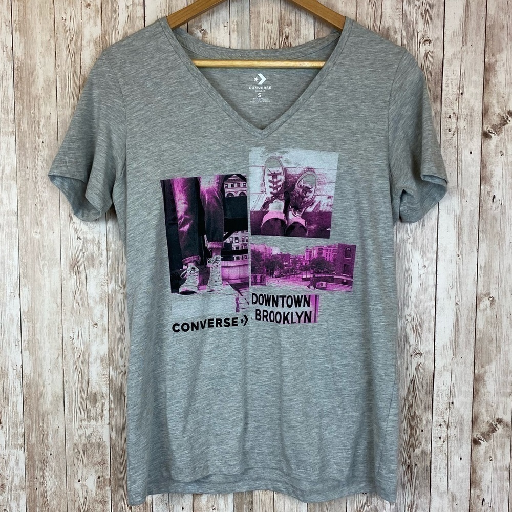Converse V Neck Short Sleeve Brooklyn Classic Fit Shirt Size Small Women